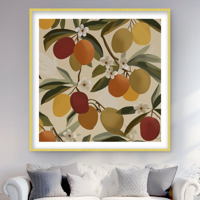 Blooming Branches - Red Floral Botanical Framed Print Decor