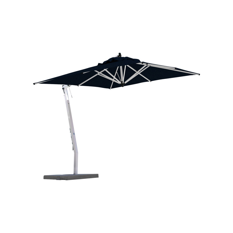Picollo 10' Square Cantilever Umbrella, Navy Blue, Paver Frame