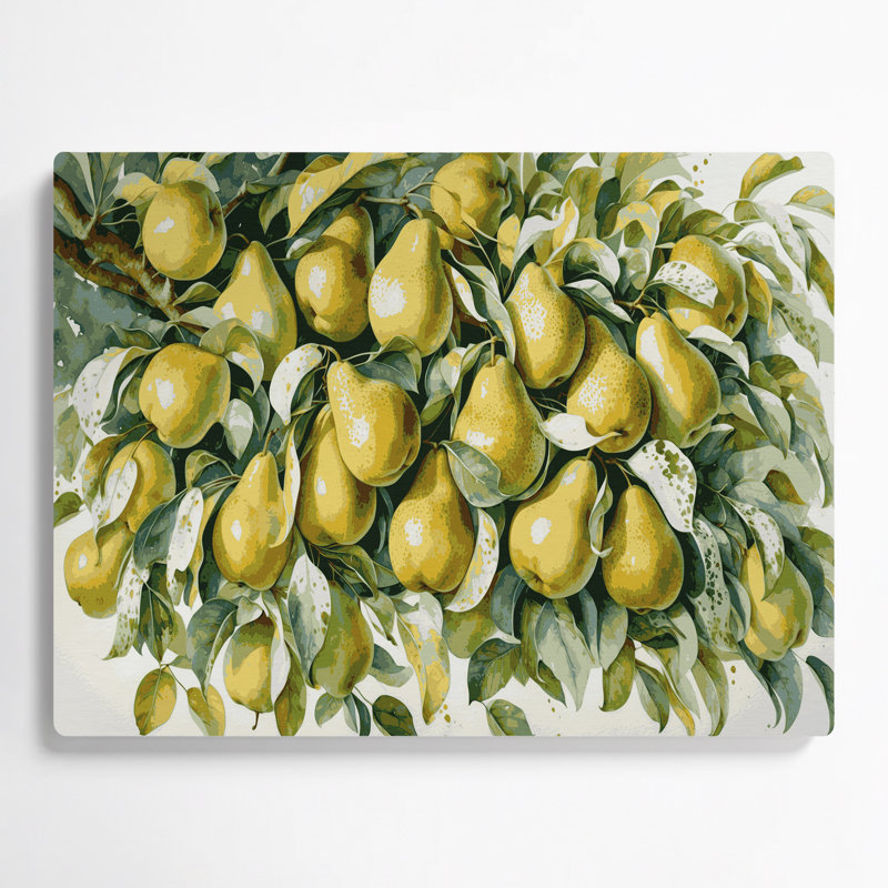 Art mural en métal beige poire aux fruits, H 11 po x l 14 po