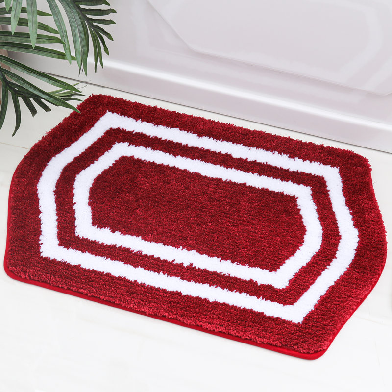 Tapis pour salle de bain Shilyn, L 17 po x L 27 po, Rouge