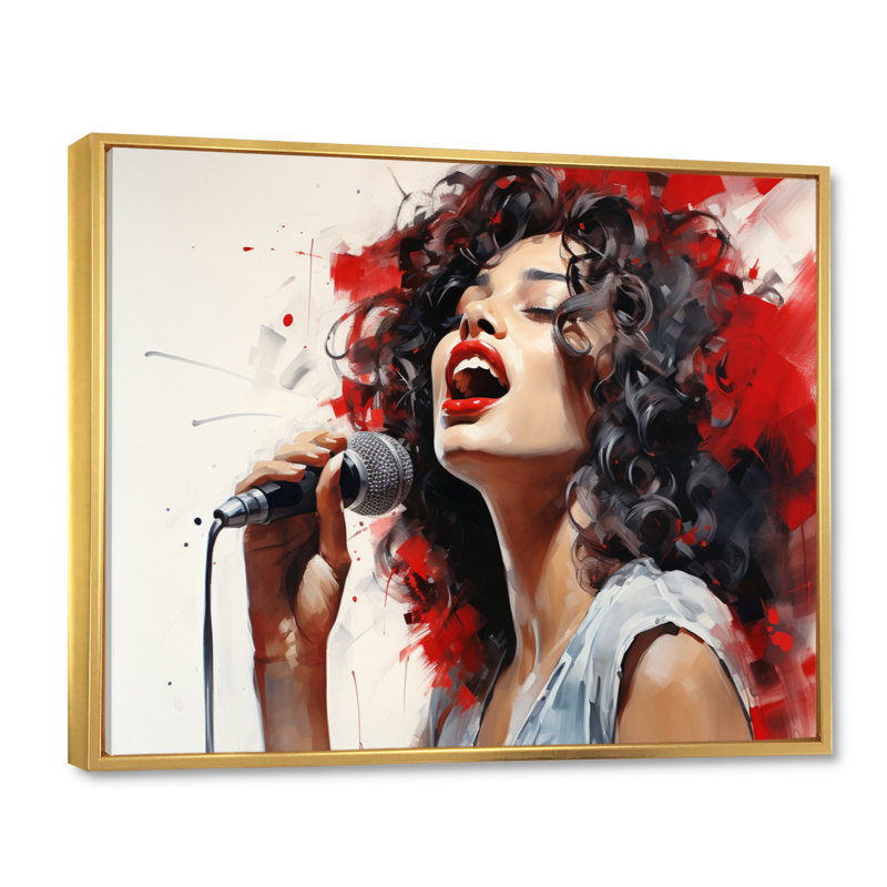 Red Black Music Vocal Expression - impression, H 24 po x l 32 po x P 1 po, Cadre flottant doré