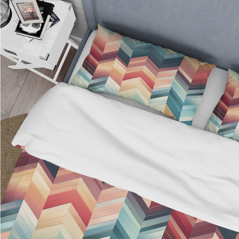 Global Chevron Mosaic - Ensemble de housse de couette à chevrons, Housse de couette pour très grand lit et 2 très