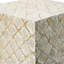 Tabouret haut carré de 18 po crème, motifs de losanges, base en laiton, tabouret à double usage ou mobilier de table