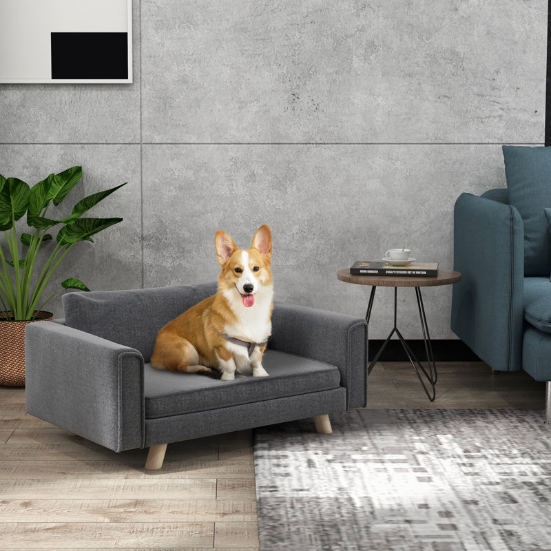 Lit surélevé pour chien, housse extérieure, gris, confortable et sécuritaire, patins, pour animaux de compagnie