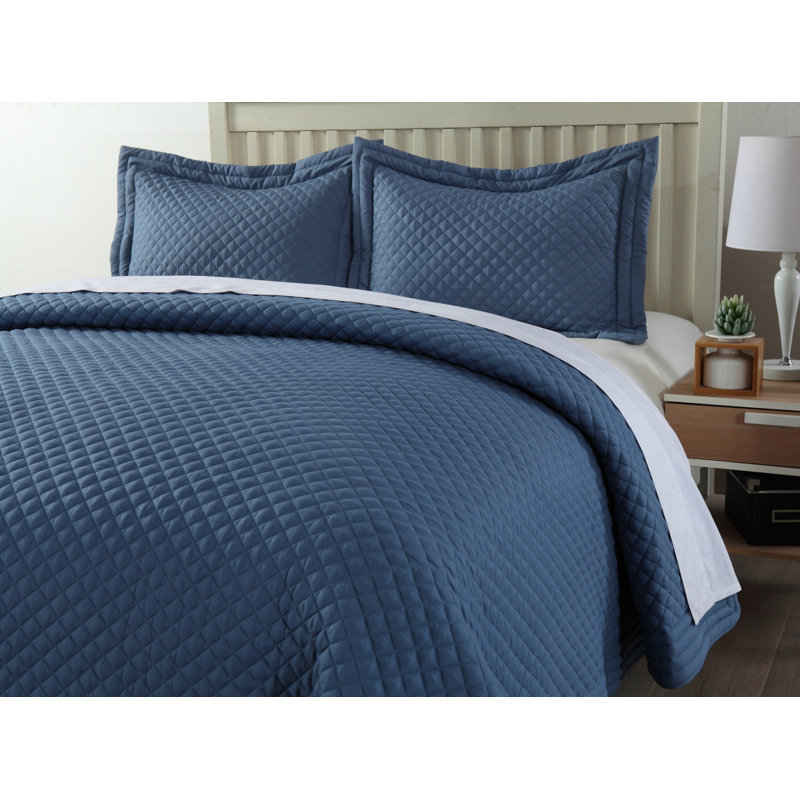  Courtepointe simple en microfibre traditionnelle, Courtepointe simple, Bleu fumé