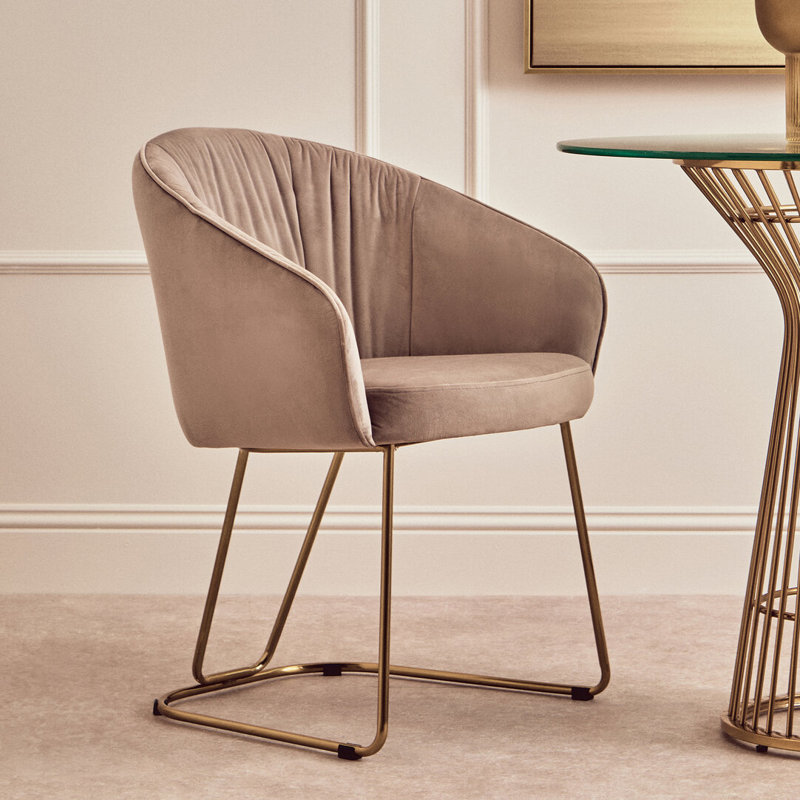 Velvet Upholstered Side Chair, Mink