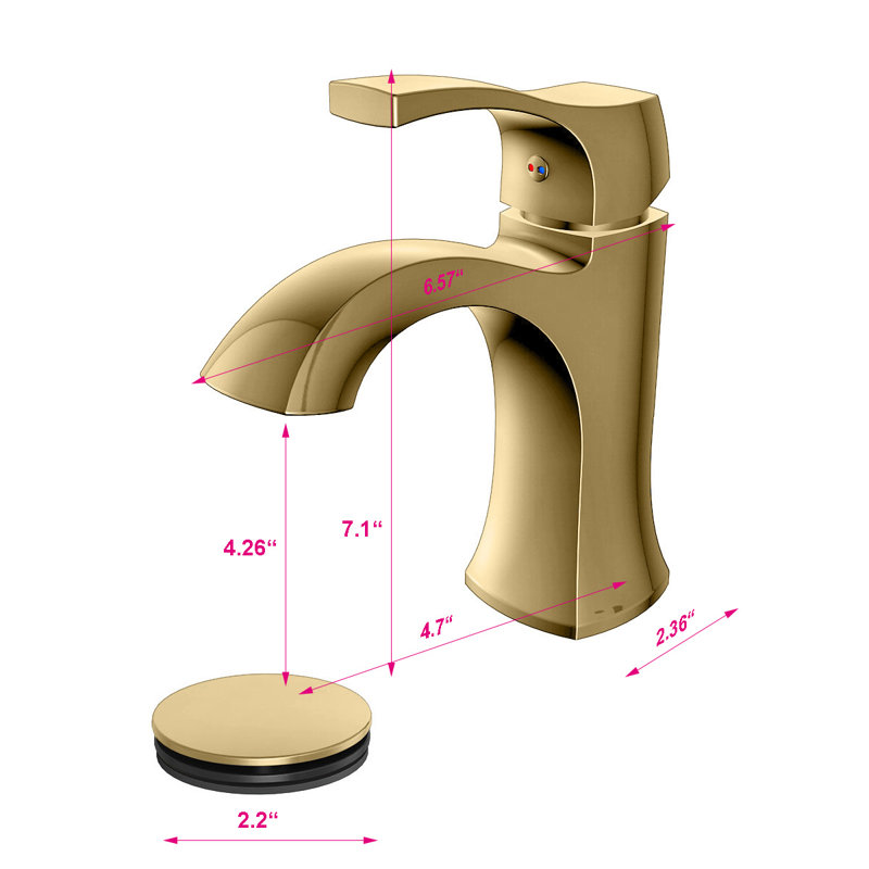 Single Hole Bathroom Faucet with Premium Brass Construction, Easy Install Lead-Free Design for Sink, Bathtub, Shower, Gold