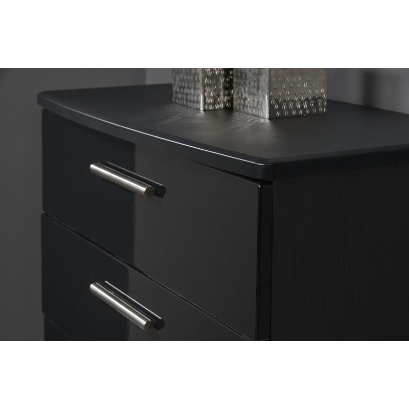 Fully Assembled Yvette 4 Drawer Chest, Black