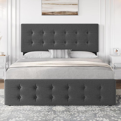 Bed Frame with Adjustable Headboard