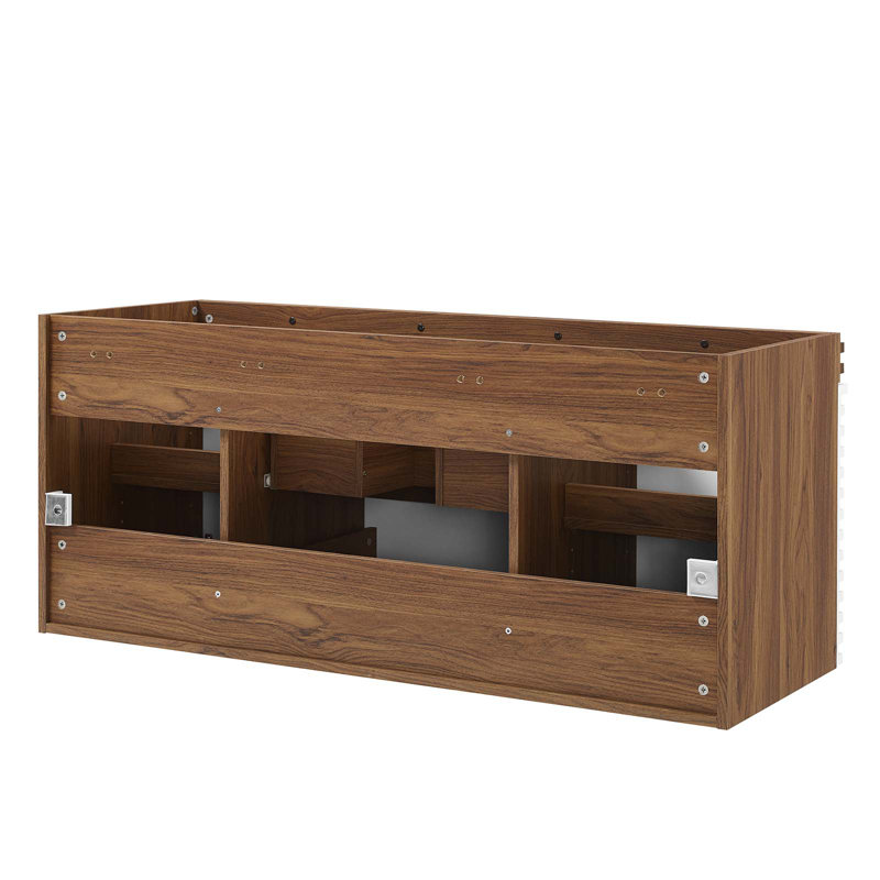 Render 48" White and Walnut Wall-Mount Bathroom Vanity Cabinet