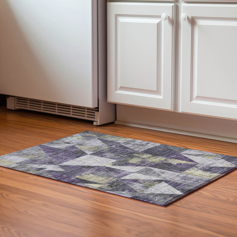Premium Machine Washable Fairwood AMF1888 Geometric Rug, Rectangle 1'8" x 2'6"