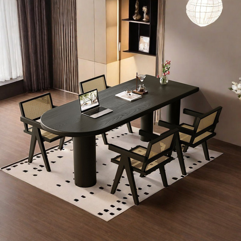 Ensemble de table de salle à manger en bois massif de style nordique, H 29,5 po x L 31,4 po x l 70,8 po