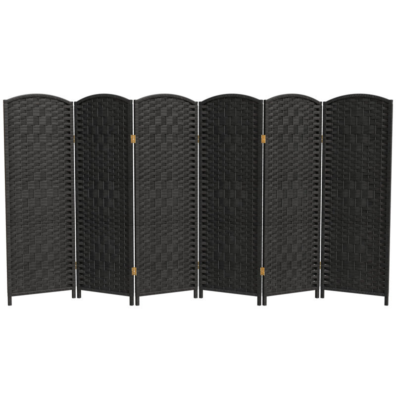 Paravent Short Diamond Weave, Noir, 6, 4 pi