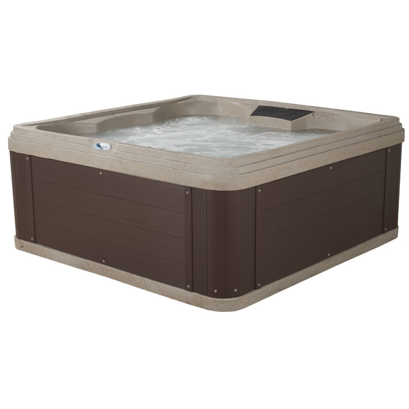Ariana 6-Person Square Wood Grain and Grey Hot Tub