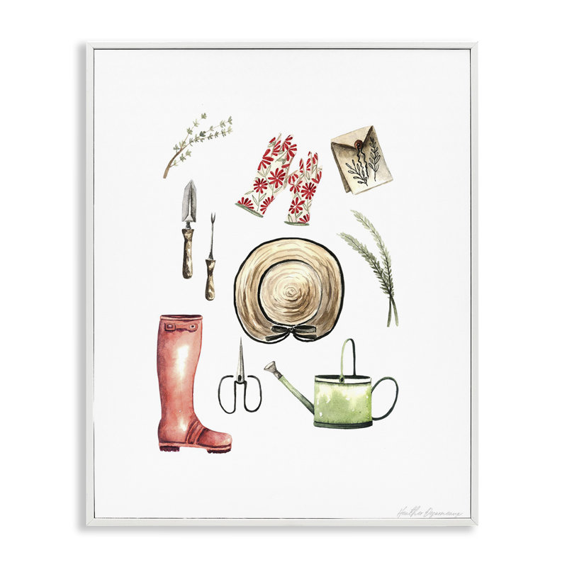 Outils de jardinage, tableau, estampe numérique, conception de Heather Desormeaux, H 20 po x l 16 po