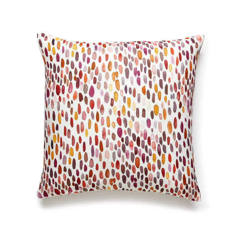 Jamboree Appliqued Linen Throw Pillow, Wild Berry
