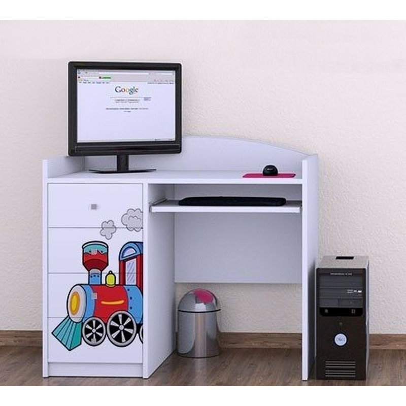 Neela Super Locomotive 100cm W Computer Desk, White