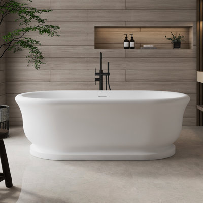 67" x 32" Freestanding Bathtub Solid Surface Stone Resin Soaking Tub