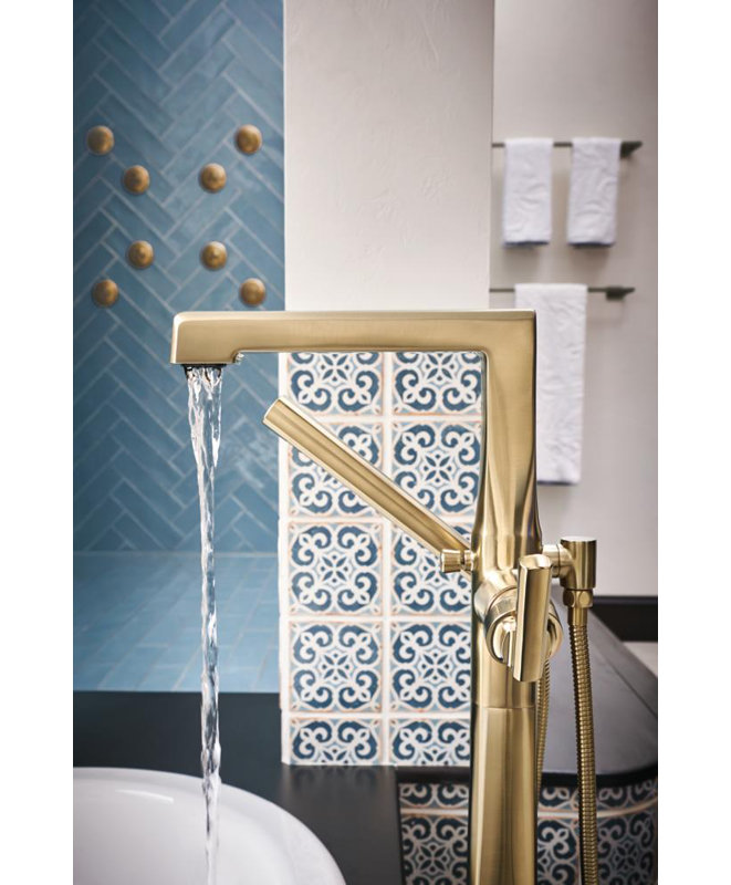 Levoir® Single-Handle Floor Mount Tub Filler, Luxe Gold