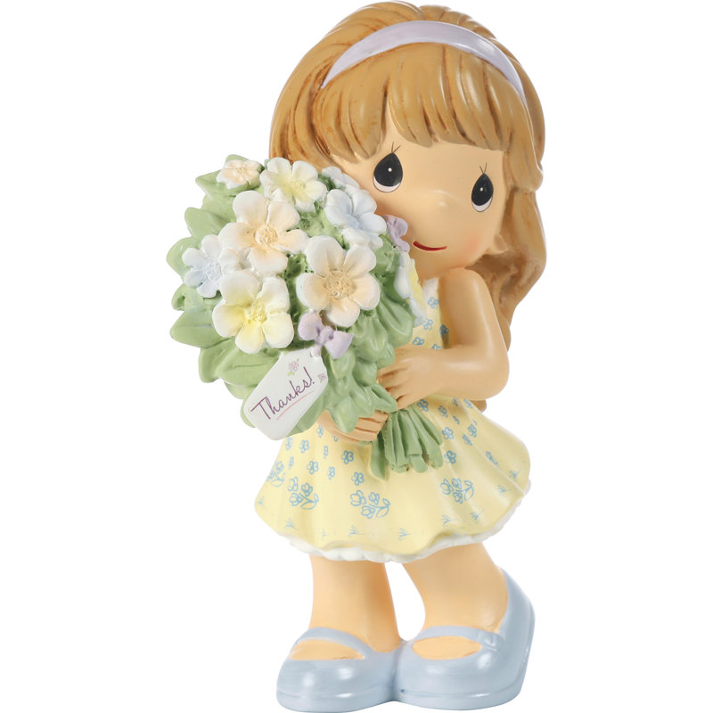 Figurine 4,5 pouces Precious Moments avec un bouquet de fleurs Merci
