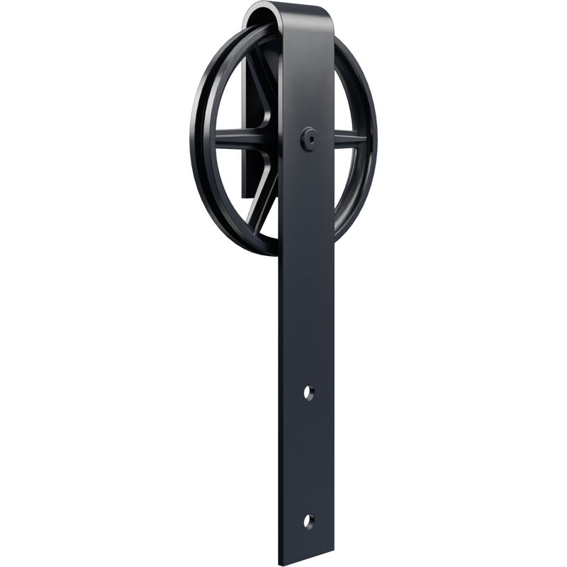 Ensemble de quincaillerie de porte de grange simple standard Premium Wagon Wheel Roller Hanger, Gris foncé