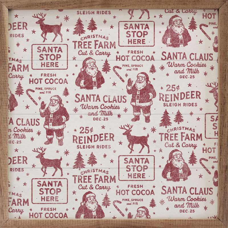 Motif de Noël blanc, H 16 po x l 16 po, Rouge