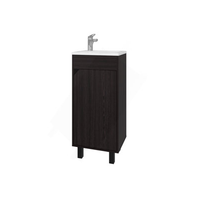 Meuble-lavabo en quartz avec lavabo intégré, wengé