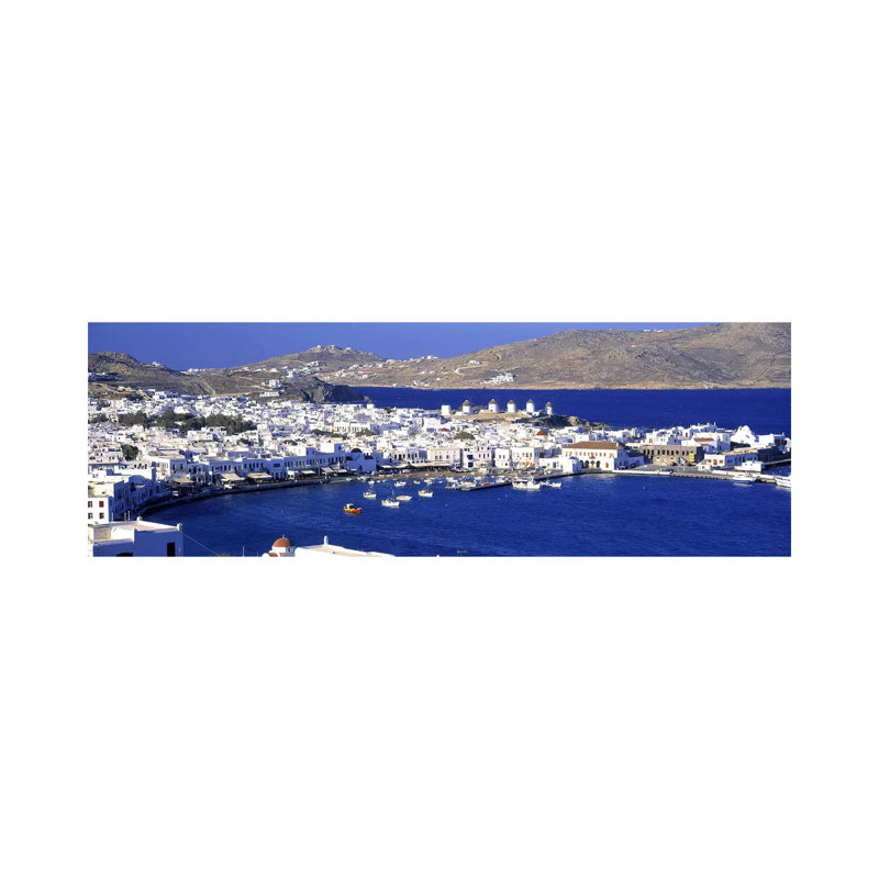 High-Angle View Of Old Mikonos City, Mykonos, Cyclades, Greece - Wrapped Canvas Panoramic Print