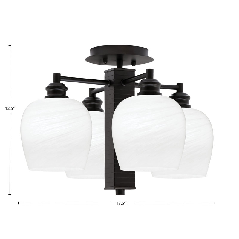 Edge 4 lumières semi-encastrées montrées avec verre de marbre blanc de 6 po, Espresso