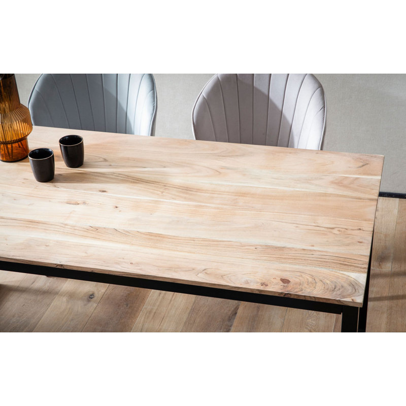 120 cm Acacia Rectangular Wood Top Dining Table with Iron Base