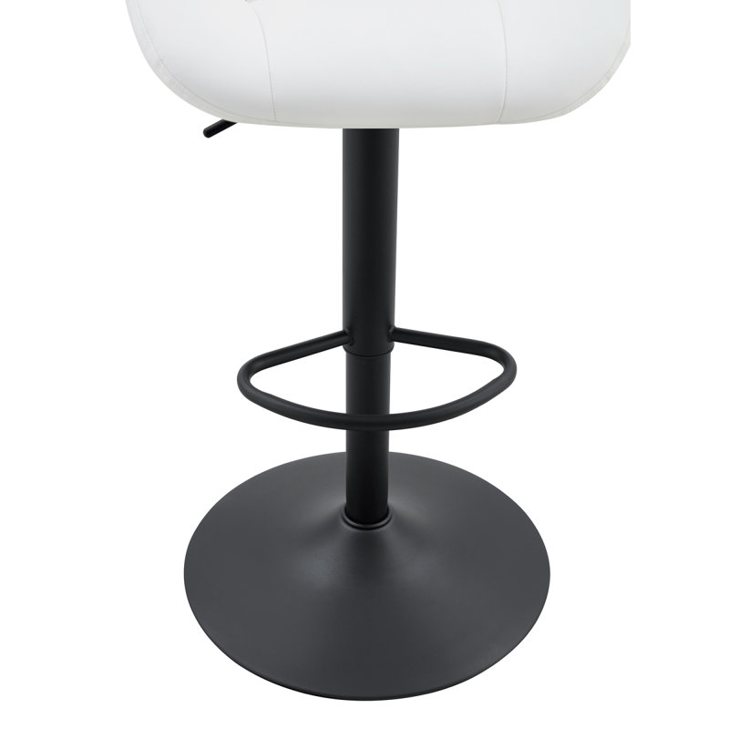 Ensemble de 2 tabourets de bar réglables en hauteur, chaises capitonnées en polyuréthane blanc avec base en métal noir et repose-pieds pour îlot de cuisine, bar, pub