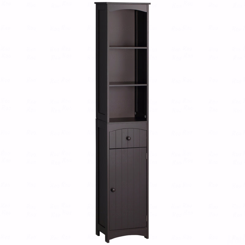 Armoire de rangement pour salle de bain, unité de rangement pour salle de bain autoportante, grande tour à linge avec tablettes à 3 niveaux et tiroir