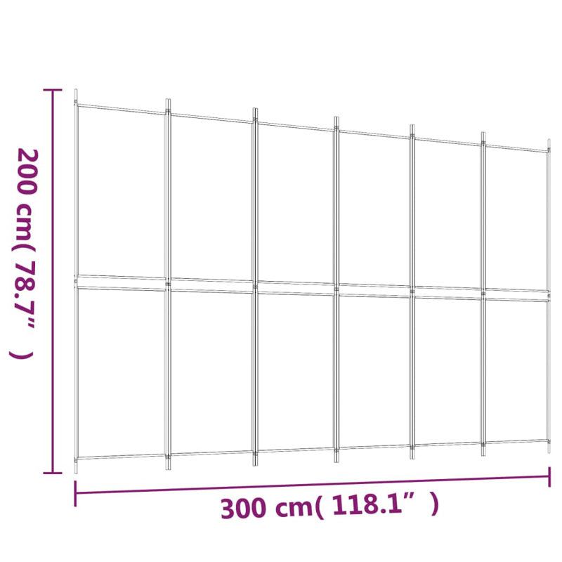Cloison pliante Rikkea, Noir, 6, H 78,7 po x l 118,1 po