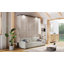 Grand lit escamotable grand avec canapé et DEL, beige