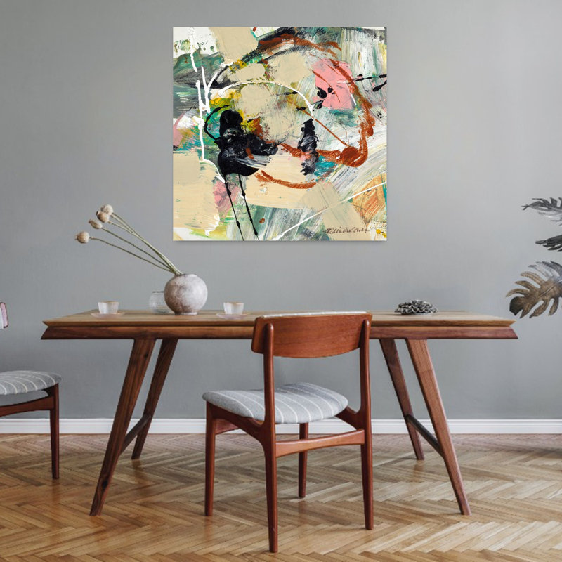 Art contemporain abstrait tout en courbes, H 32 po x l 32 po