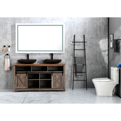 72" X 36" Bathroom Vanity Led Mirror, Dimmable Choices, Rapid Defogging, Aluminium, White, Easy To Install, Shatterproof Glass 72 In. 36 Mirror With Intelligent Functions, Adjustable Brightness,