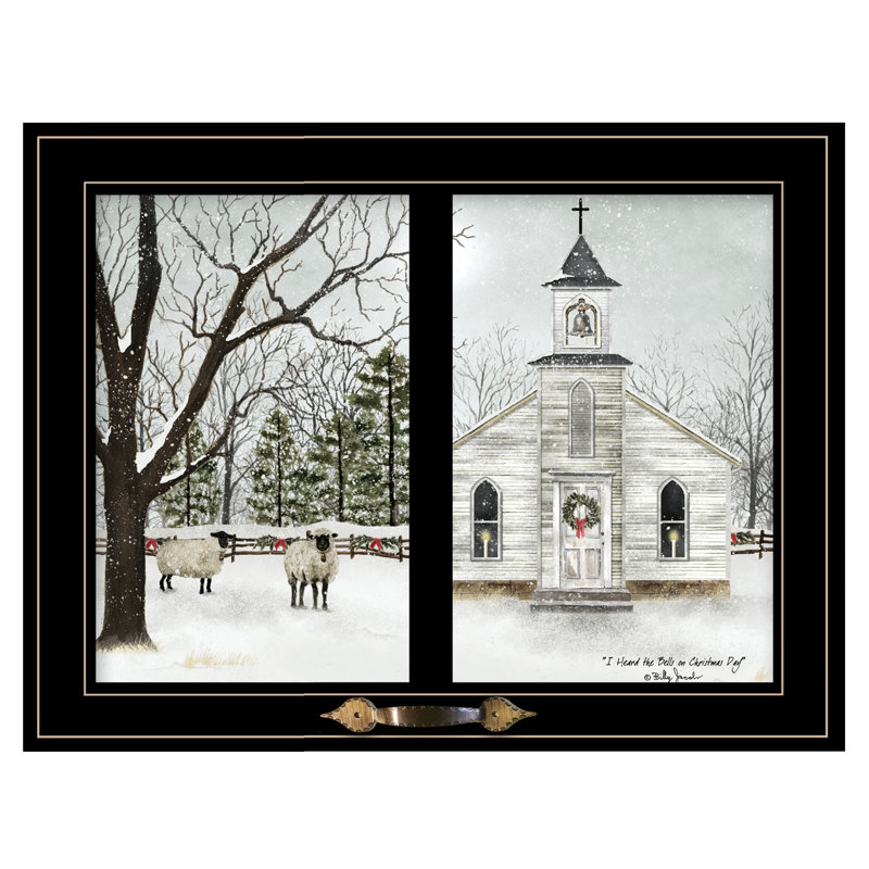 «I Heard the Bells on Christmas Day», art mural encadré pour le salon, décoration murale par Billy Jacobs, Cadre noir