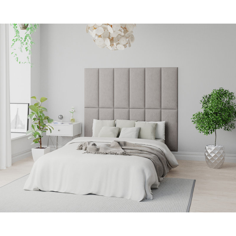 Kahori 30 cm x 75 cm Peel and Stick Upholstered Wall Paneling in Silver