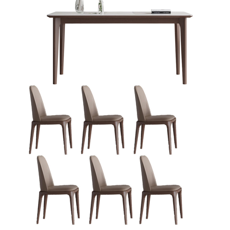 Modern solid wood rock plate dining table sets., 29.53"H x 70.87"L x 35.43"W