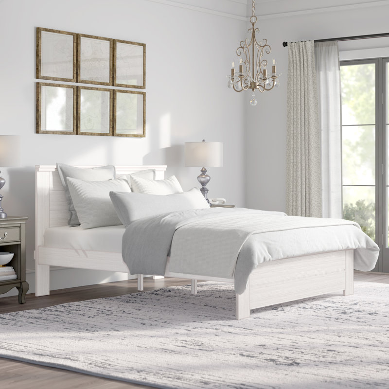  Ariarose Solid Wood Platform Bed, White Wash, Twin