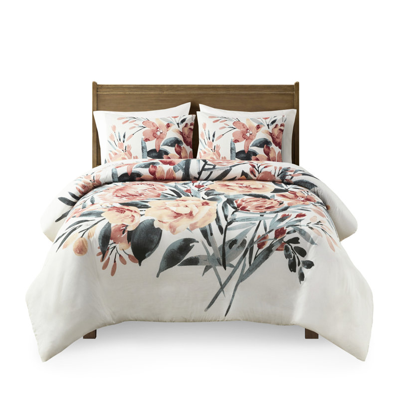 Housse de couette moderne très grand / très grand 100% coton avec motif floral magnifique