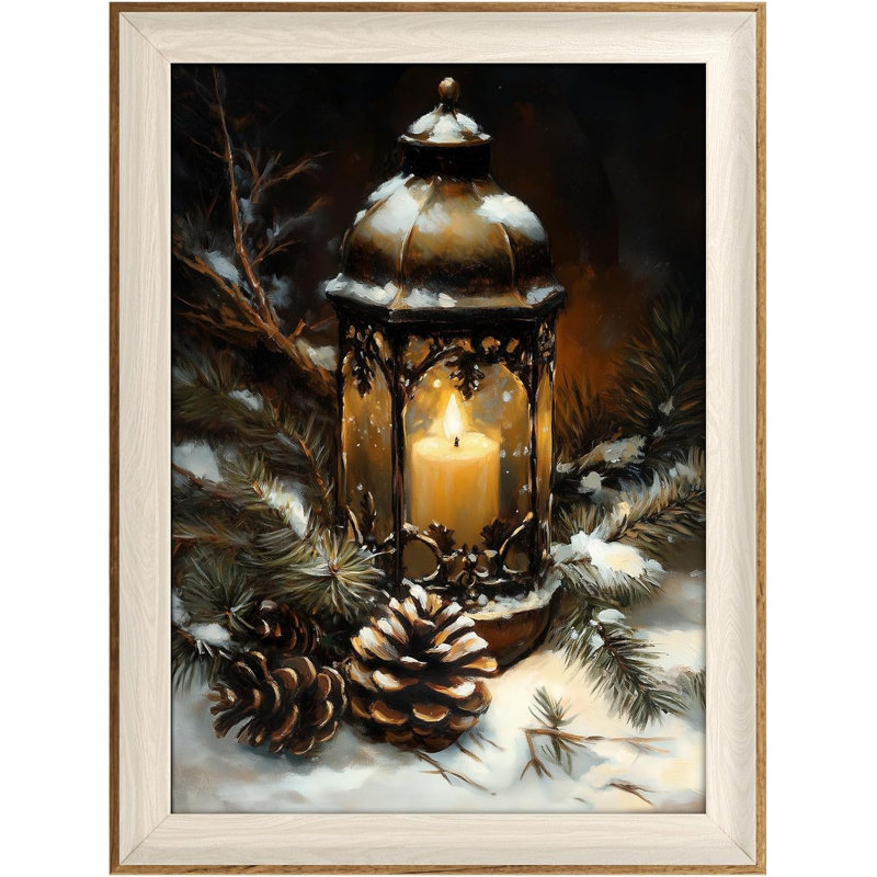 Winter Oil Lamp Framed Wall Art