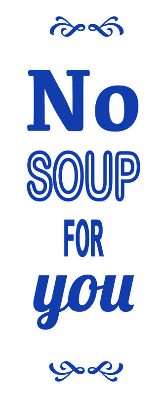 Décalcomanie murale pas de soupe pour vous, H 36 po x l 11 po x P 0,01 po, Bleu foncé