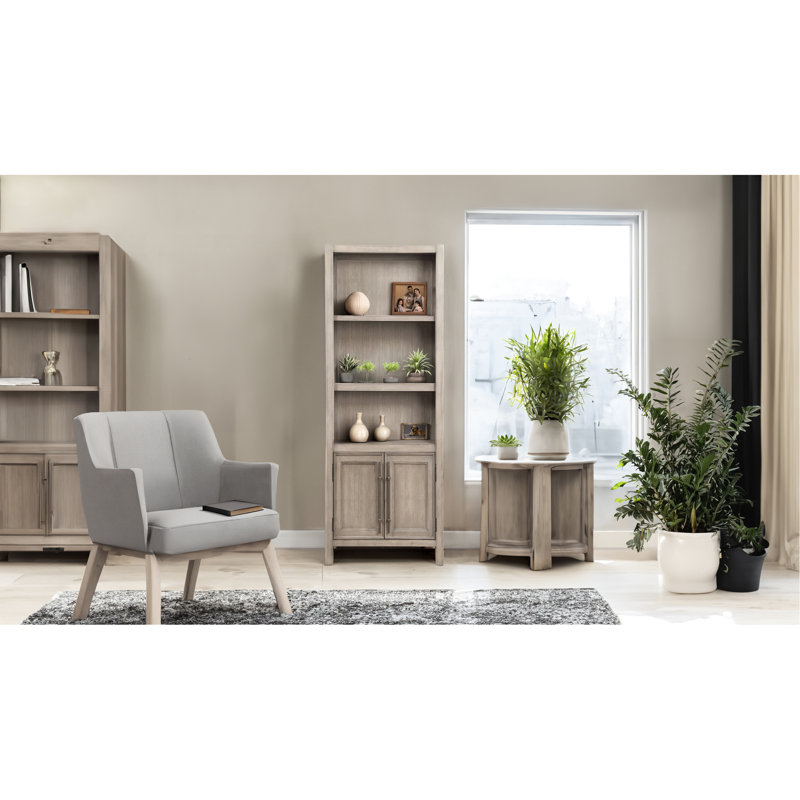 Bibliothèque sans assemblage, 75 po x 24 po x 14 po, finition chêne blanc, 3 tablettes, tablettes de tiroir 75 po x 14 po x 24 po,