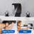 Matte Black Crystal Handles Bathroom Basin Sink Faucet Vanity Widespread Tap Deck Mounted