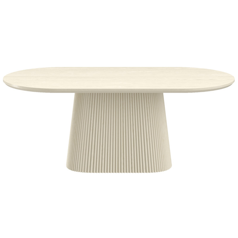 Table de salle à manger ovale Mid-Century, Ivoire ivoire
