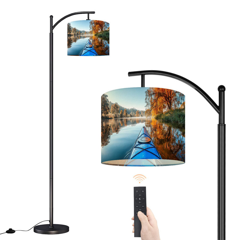 Arc Floor Lamp with Adjustable Lampshade View from banks autumnal yellow leaves trees fall season Seversky Standing Lamp 3 Color Temperatures Dimmable Tall Pole Lamp with Foot Switch for Bedroom