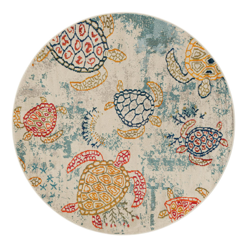 Tapis beige à motif animalier Vargas, Rond 3 pi 3 po