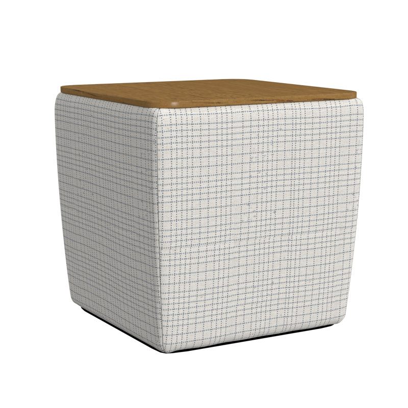 Nako Upholstered Ottoman, Cream Mini Grid