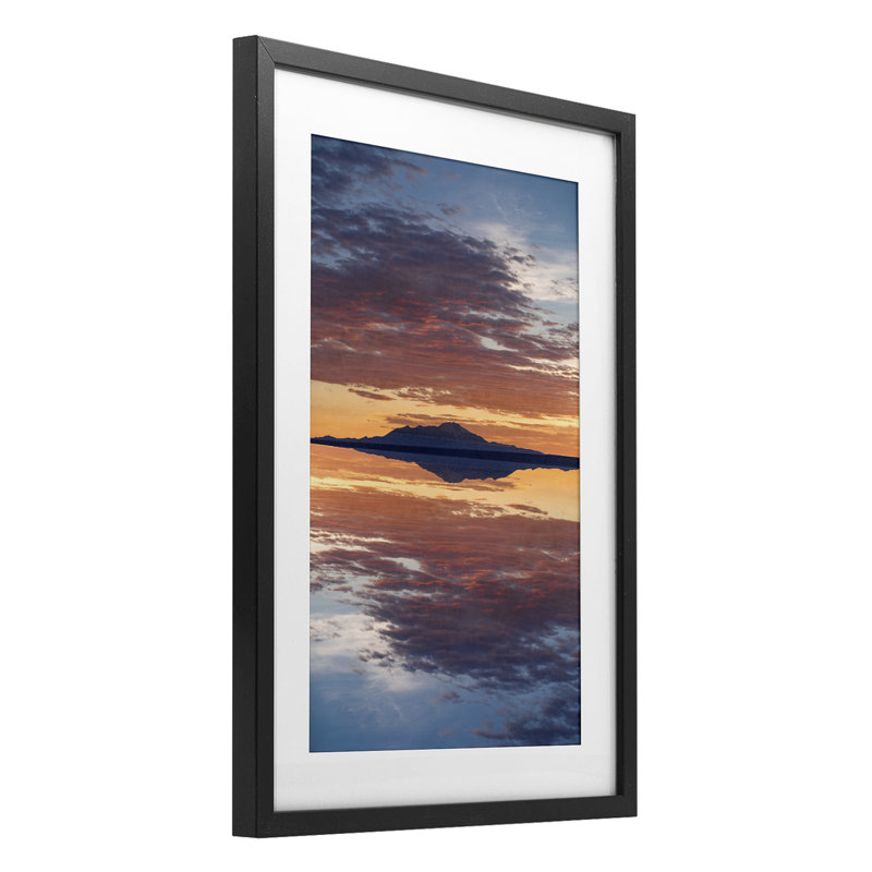 «Sunset Sea Reflection», reproduction de verre encadrée par Robin Vandenabeele, H 20 po x l 14 po, Cadre noir minuit